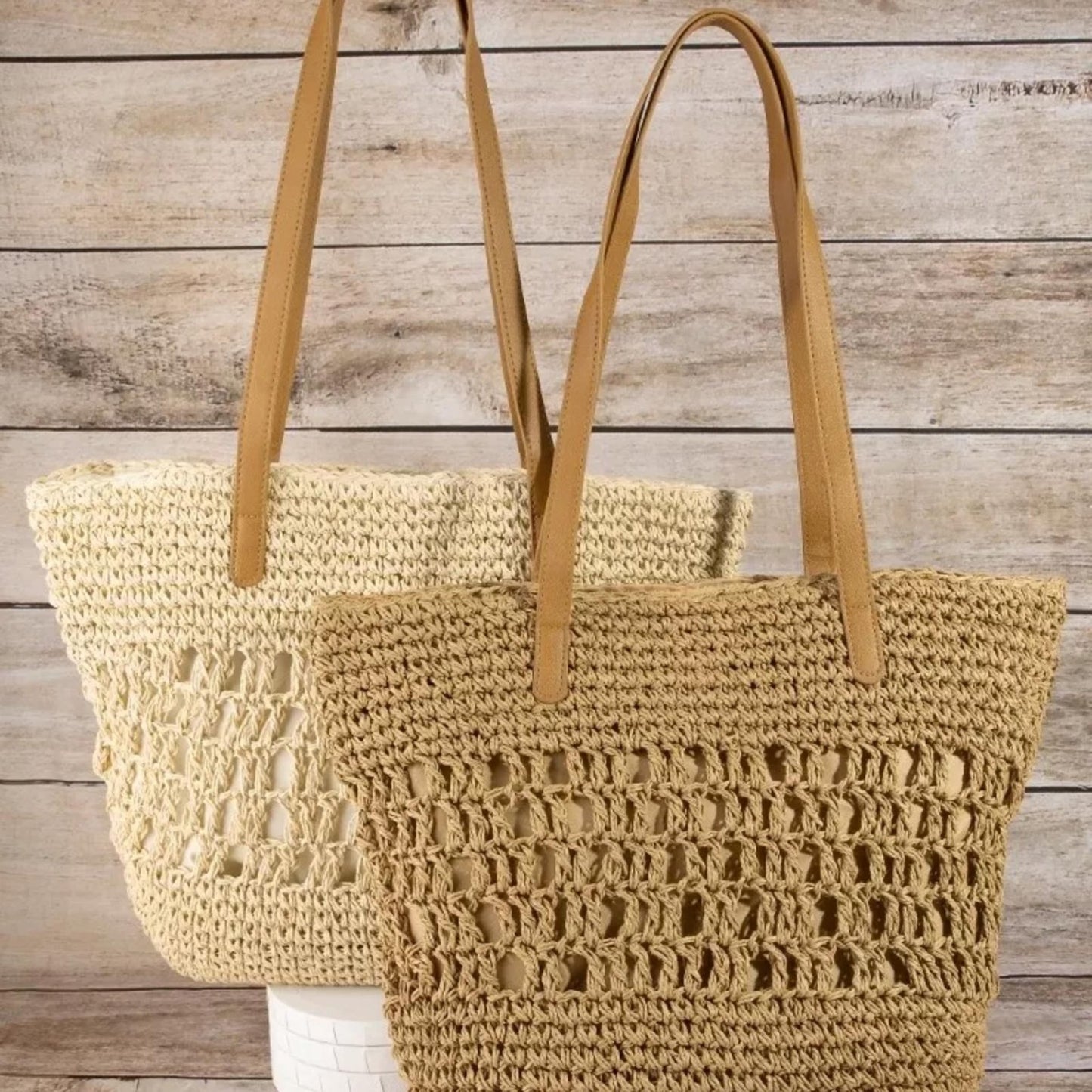 Fame Intricate Straw Braided Large Tote Bag-Trendsi - Solazura Boutique