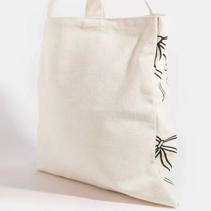 Fame Ribbon Bow Tie Print Tote Bag-Trendsi - Solazura Boutique