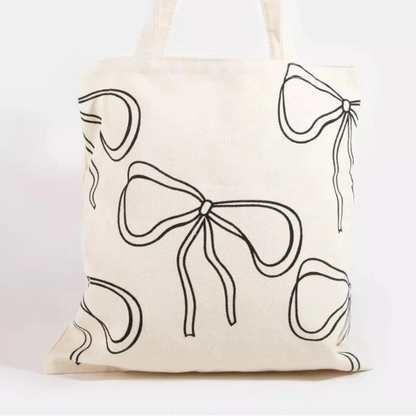 Fame Ribbon Bow Tie Print Tote Bag-Trendsi - Solazura Boutique