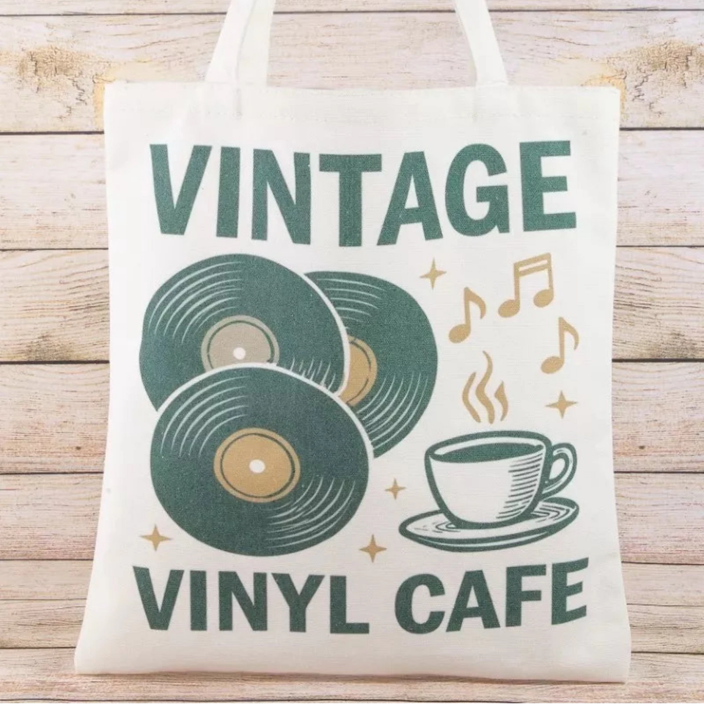 Fame Vintage Vinyl Cafe Tote Bag-Trendsi - Solazura Boutique