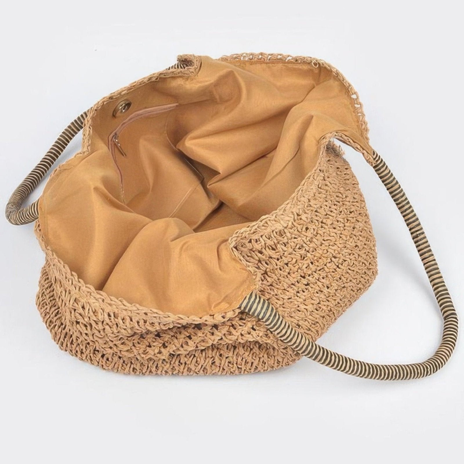 Faux Straw Tote Bag - Khaki-Solazura Boutique - Solazura Boutique