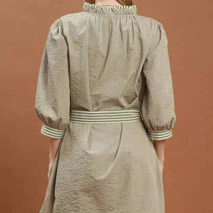 Back view of the Umgee contrast trim mini dress showing rear fit from Solazura Boutique
