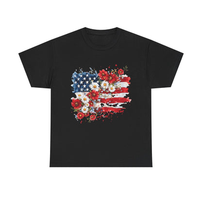 Floral Flag T-shirt — Patriotic Floral Flag-Printify - Solazura Boutique