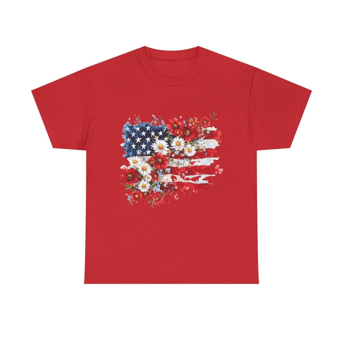 Floral Flag T-shirt — Patriotic Floral Flag-Printify - Solazura Boutique