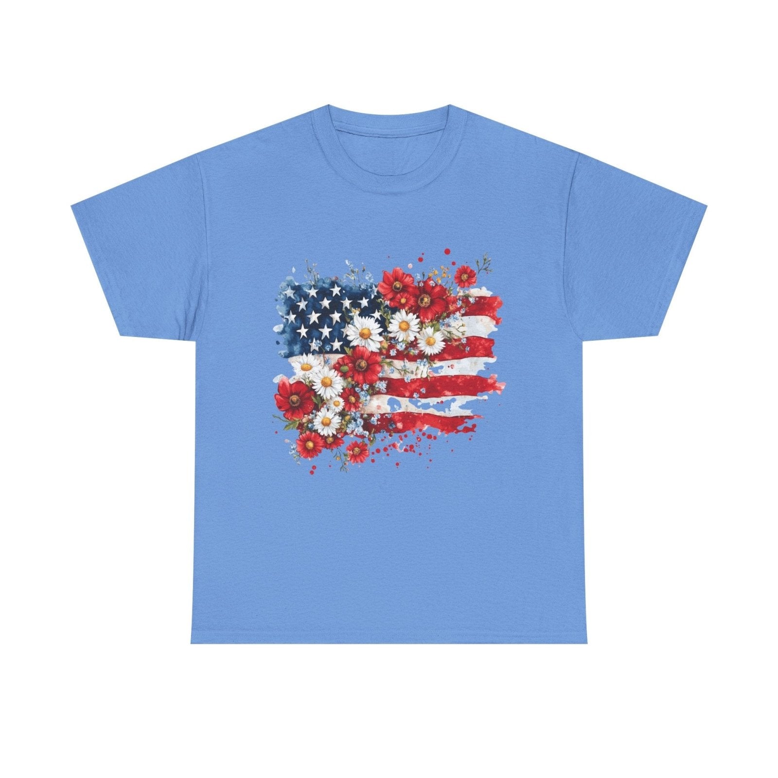 Floral Flag T-shirt — Patriotic Floral Flag-Printify - Solazura Boutique