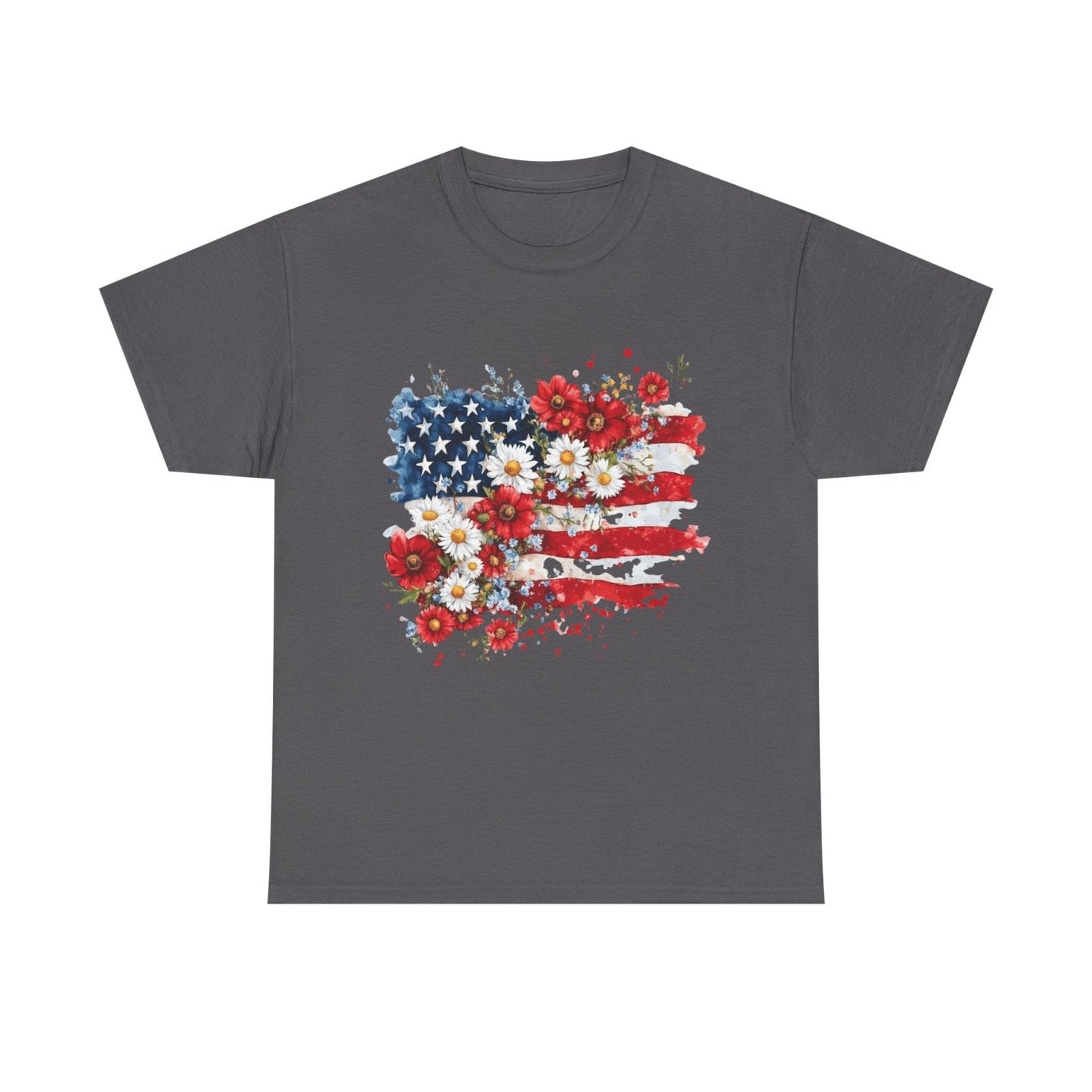 Floral Flag T-shirt — Patriotic Floral Flag-Printify - Solazura Boutique