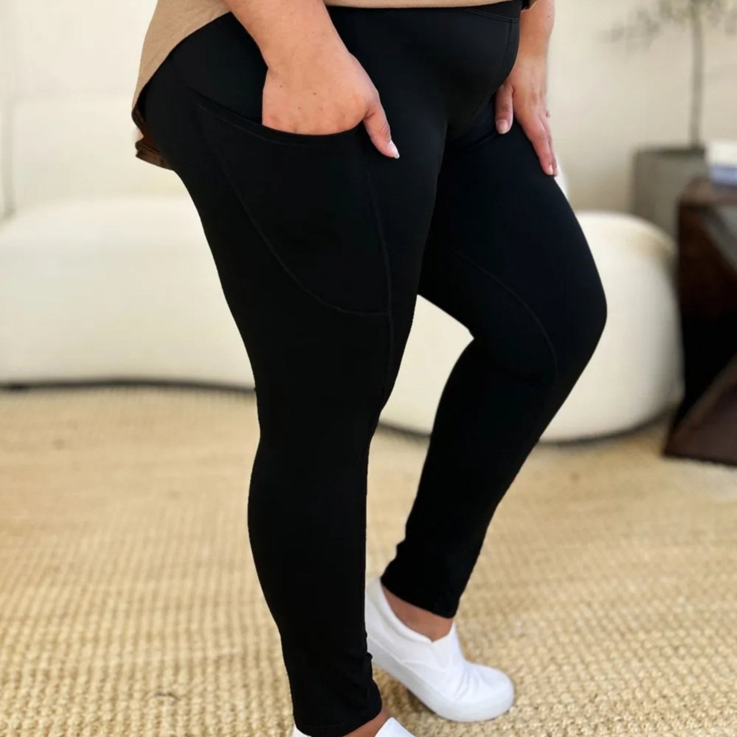 High-Rise Wide Waistband Sports Leggings-Trendsi - Solazura Boutique