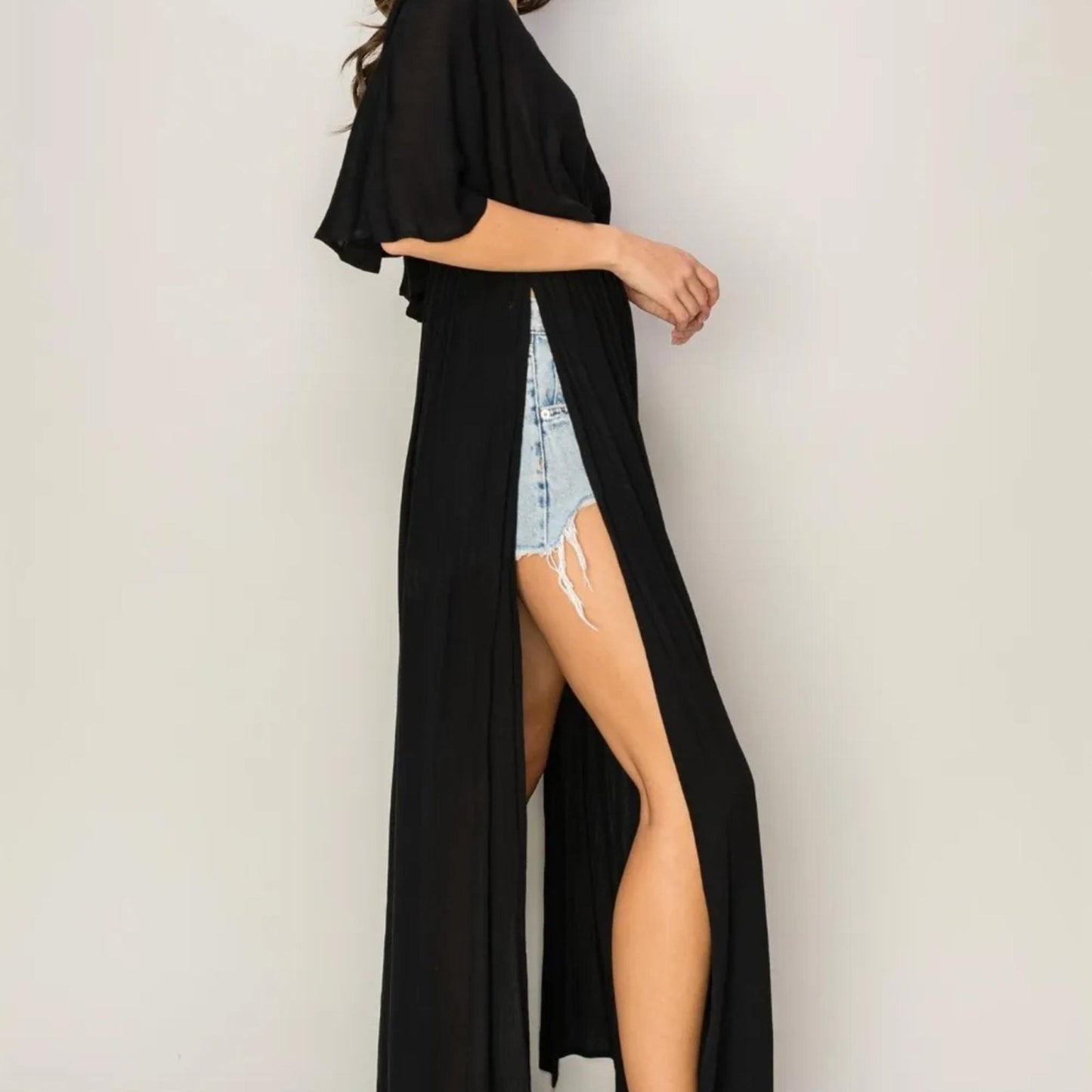 HYFVE Tie Back Maxi Split Cover Up Dress - Black-Trendsi - Solazura Boutique