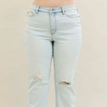 Front view showcasing the flattering bootcut silhouette.