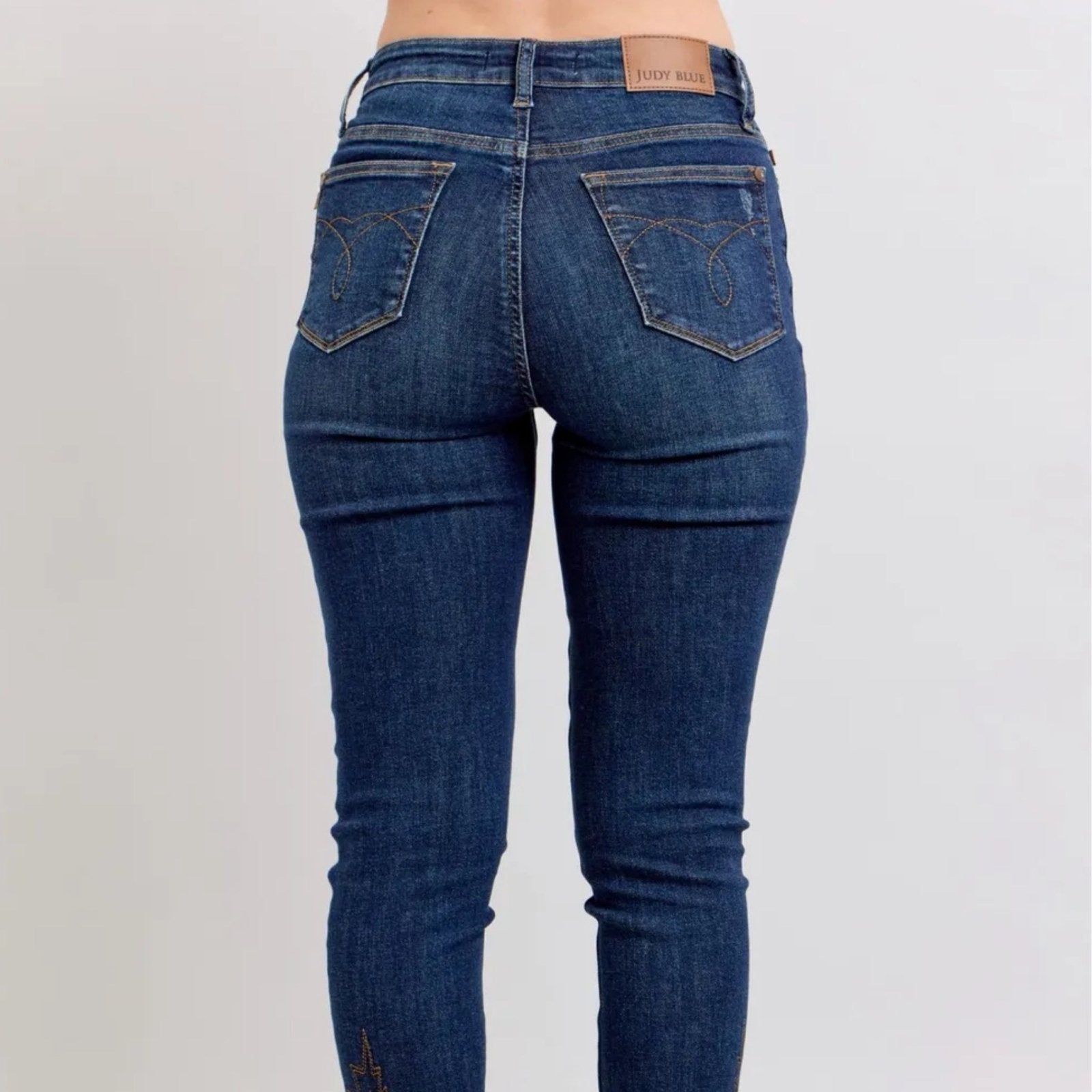 Judy Blue Embroidered High Rise Skinny Jeans - Medium Wash-Trendsi - Solazura Boutique