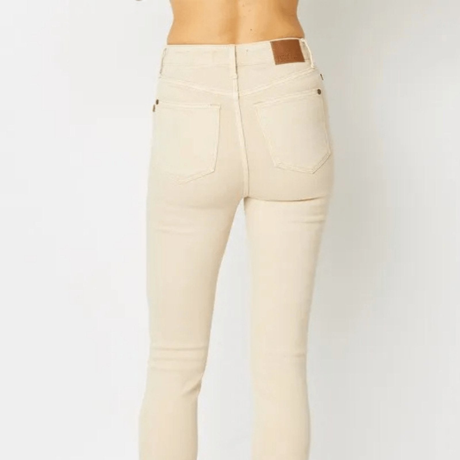 Judy Blue Garment Dyed Tummy Control Skinny Jeans - Bone-Trendsi - Solazura Boutique