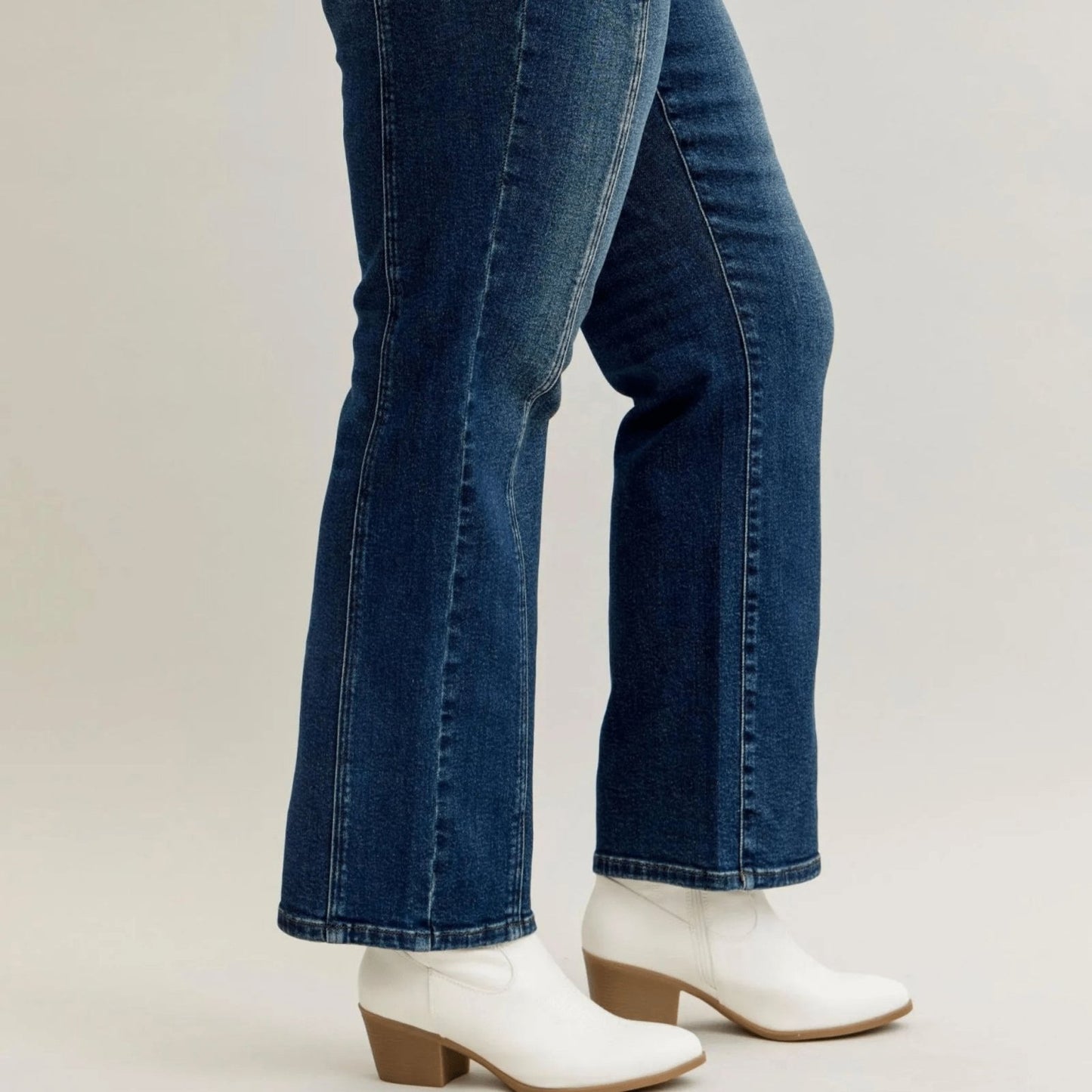 Judy Blue High Waist Straight Leg Side Seam Detail Jeans - Dark Wash-Trendsi - Solazura Boutique