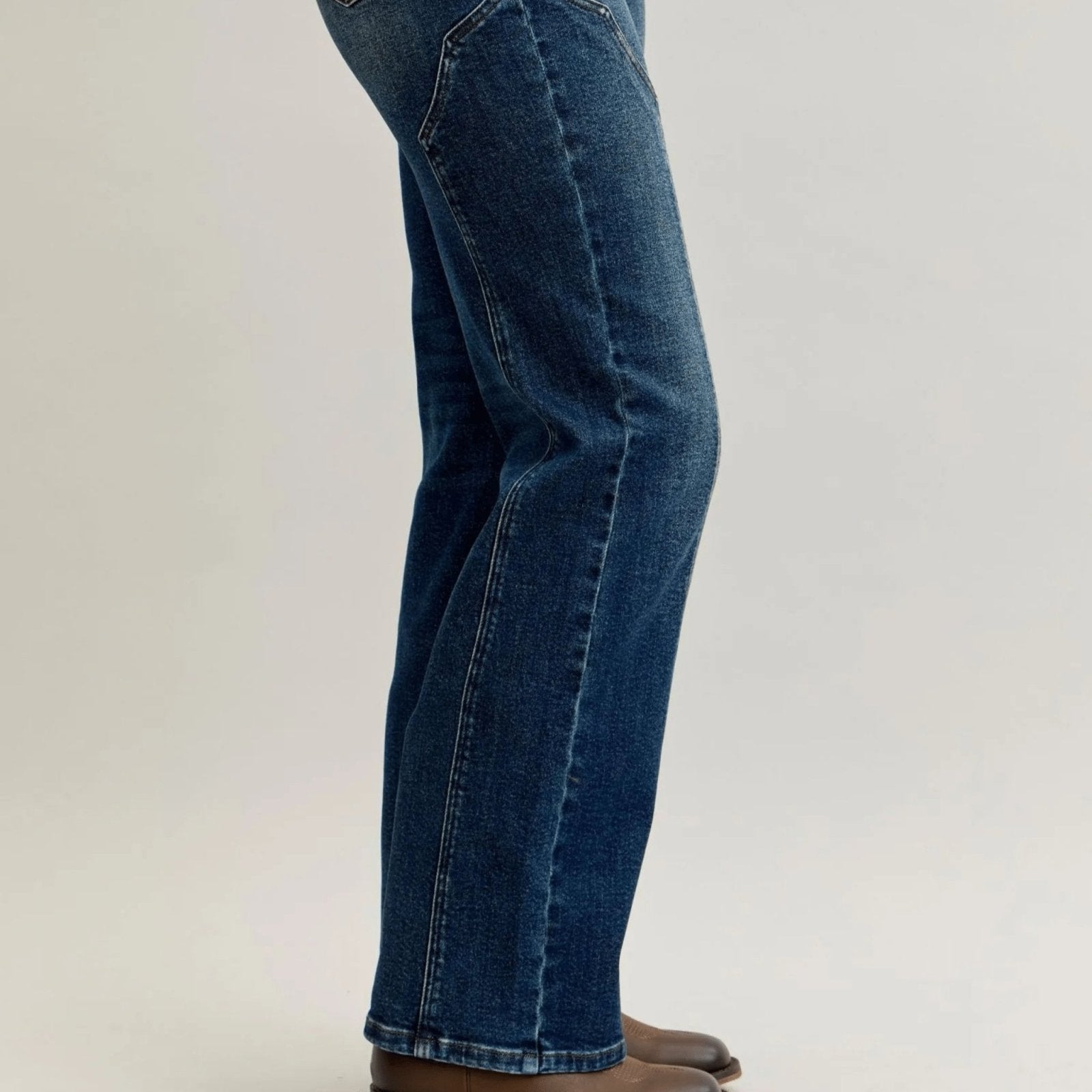 Judy Blue High Waist Straight Leg Side Seam Detail Jeans - Dark Wash-Trendsi - Solazura Boutique