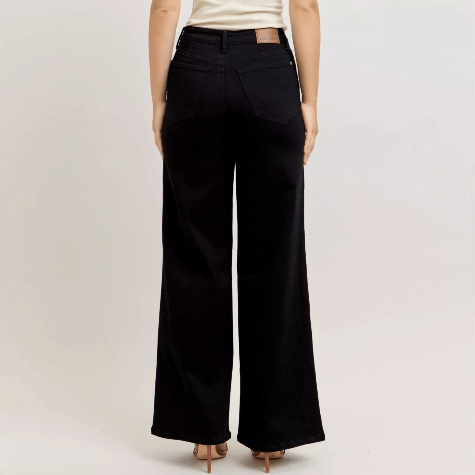 Judy Blue High-Waisted Wide Leg Jeans - Black-Trendsi - Solazura Boutique