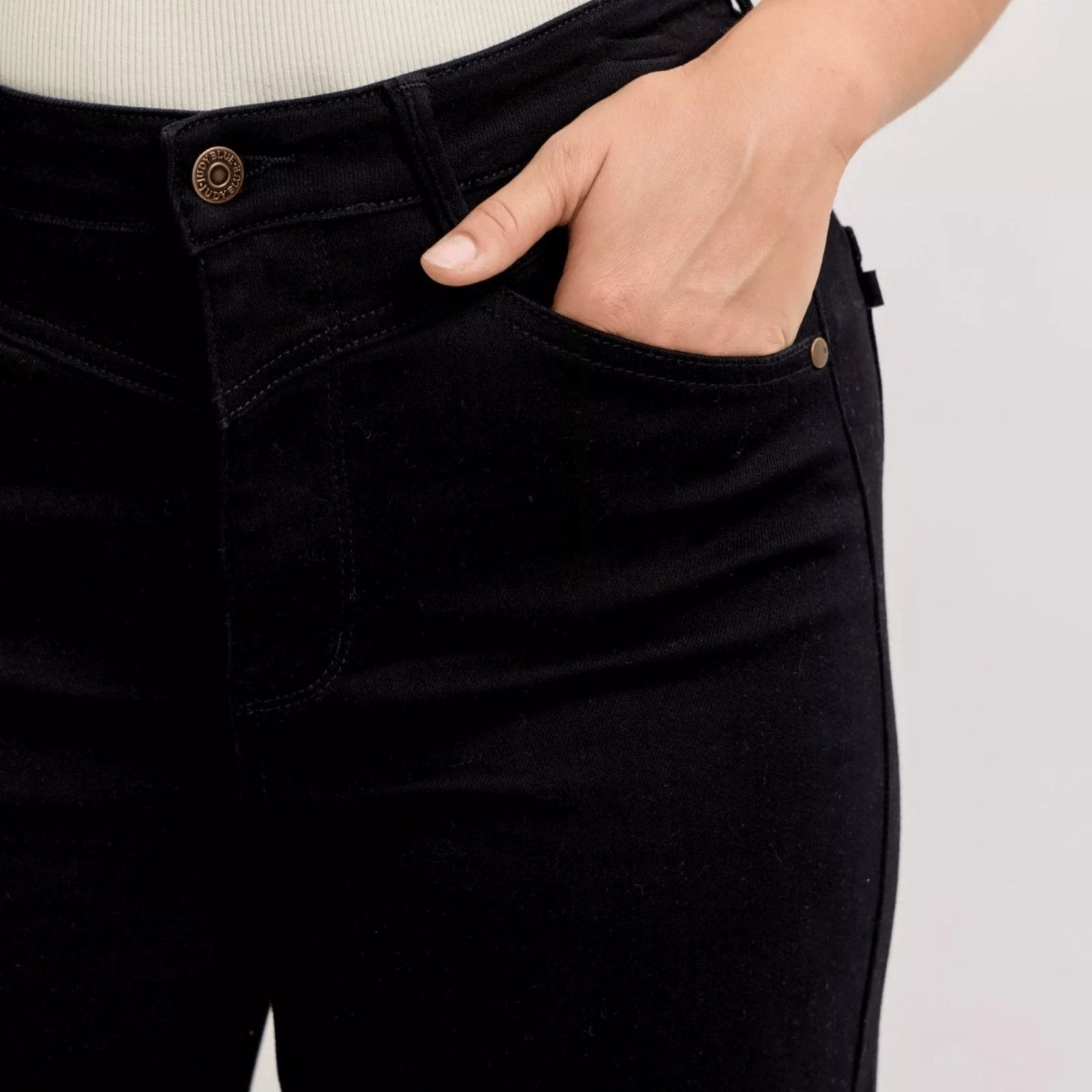 Judy Blue High-Waisted Wide Leg Jeans - Black-Trendsi - Solazura Boutique