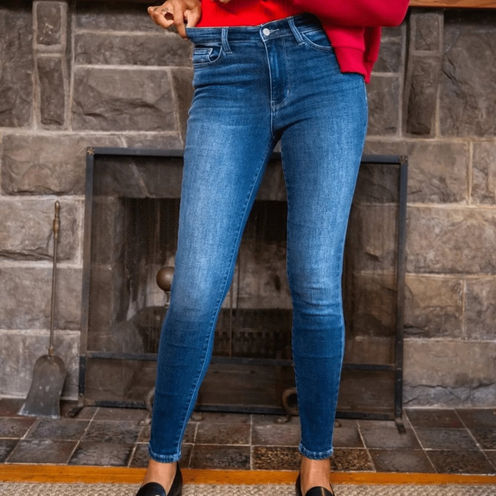 Judy Blue Plus Size High Waist Thermal Skinny Jeans - Dark Wash-Trendsi - Solazura Boutique