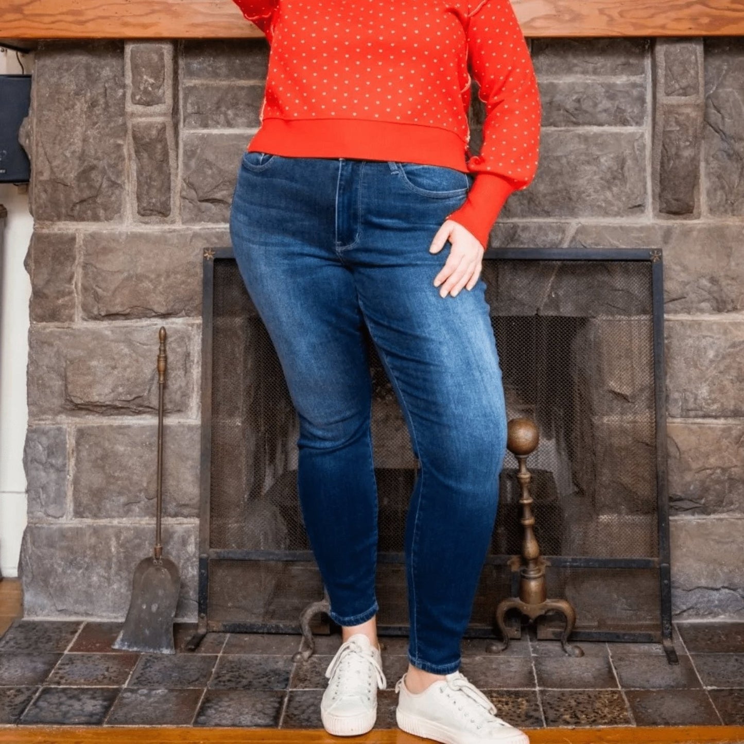 Judy Blue Plus Size High Waist Thermal Skinny Jeans - Dark Wash-Trendsi - Solazura Boutique