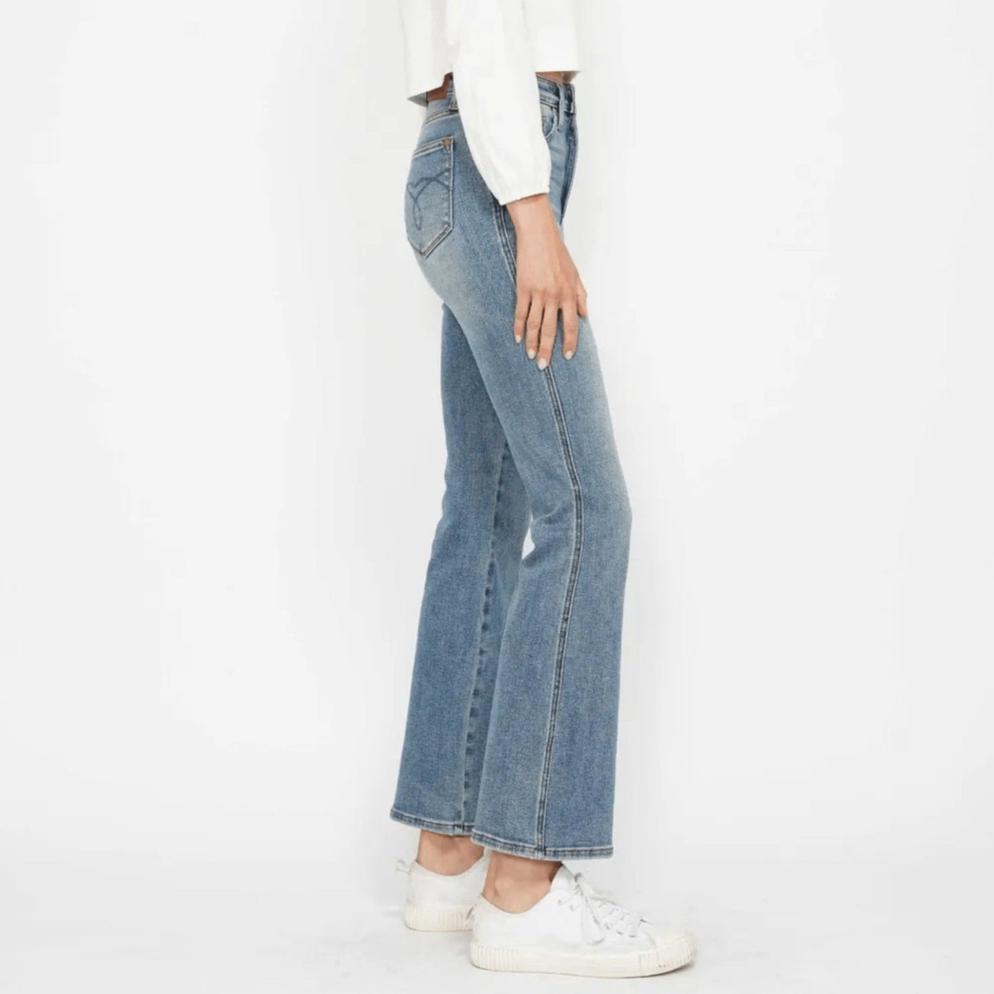 Judy Blue Tummy Control Back Embroidered Bootcut Jeans - Medium Wash-Trendsi - Solazura Boutique