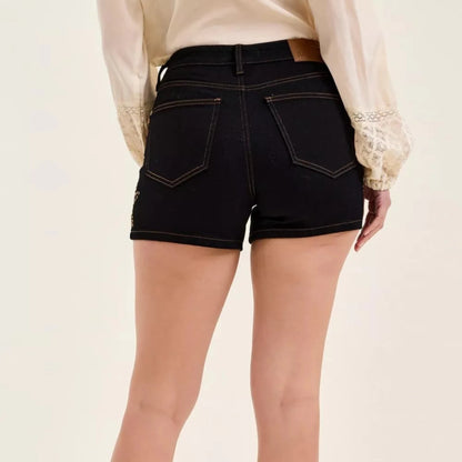Judy Blue Women’s Black High-Waist Star Studded Denim Shorts-Trendsi - Solazura Boutique