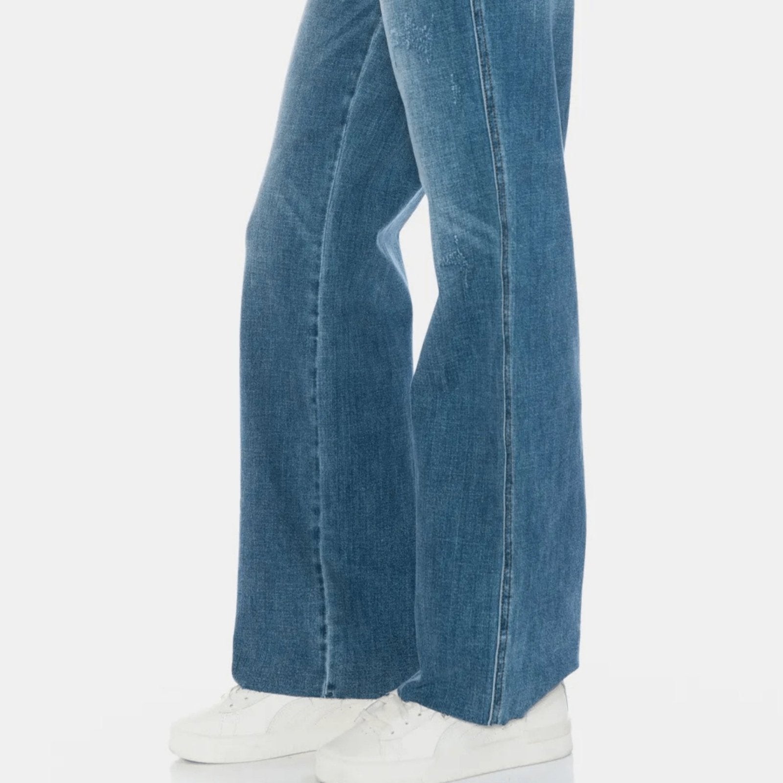 Judy Blue Women's Tummy Control Raw Hem Straight Jeans-Trendsi - Solazura Boutique