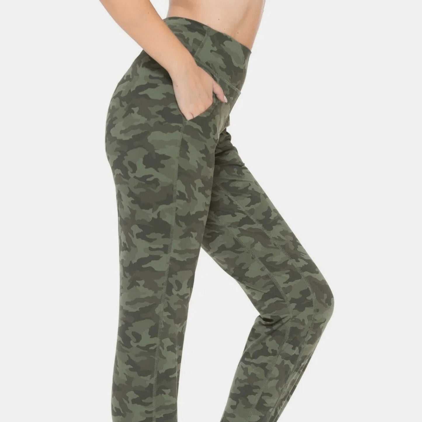 Leggings Depot High Waist Camouflage Leggings-Trendsi - Solazura Boutique