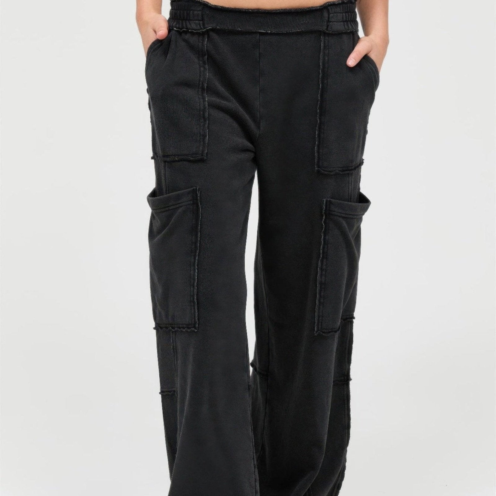 Mineral Wash Wide Leg Cargo Pants - 3 Colors-Solazura Boutique - Solazura Boutique
