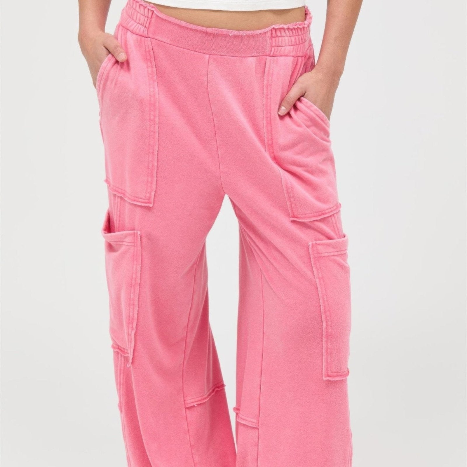 Mineral Wash Wide Leg Cargo Pants - 3 Colors-Solazura Boutique - Solazura Boutique