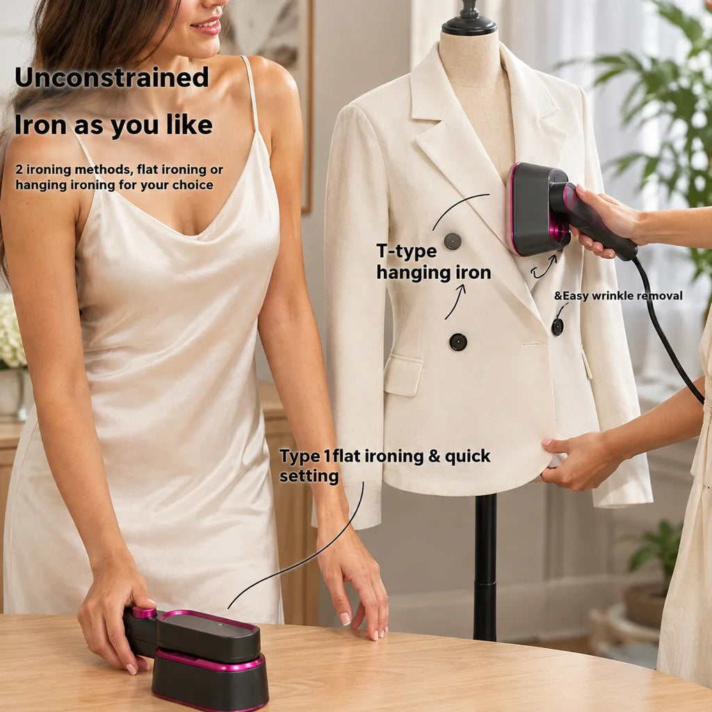 Portable clothes steamer producing pulse steam for quick wrinkle removal