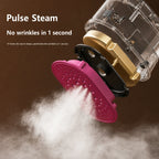 Close-up of portable clothes steamer steam plate with multiple steam vents