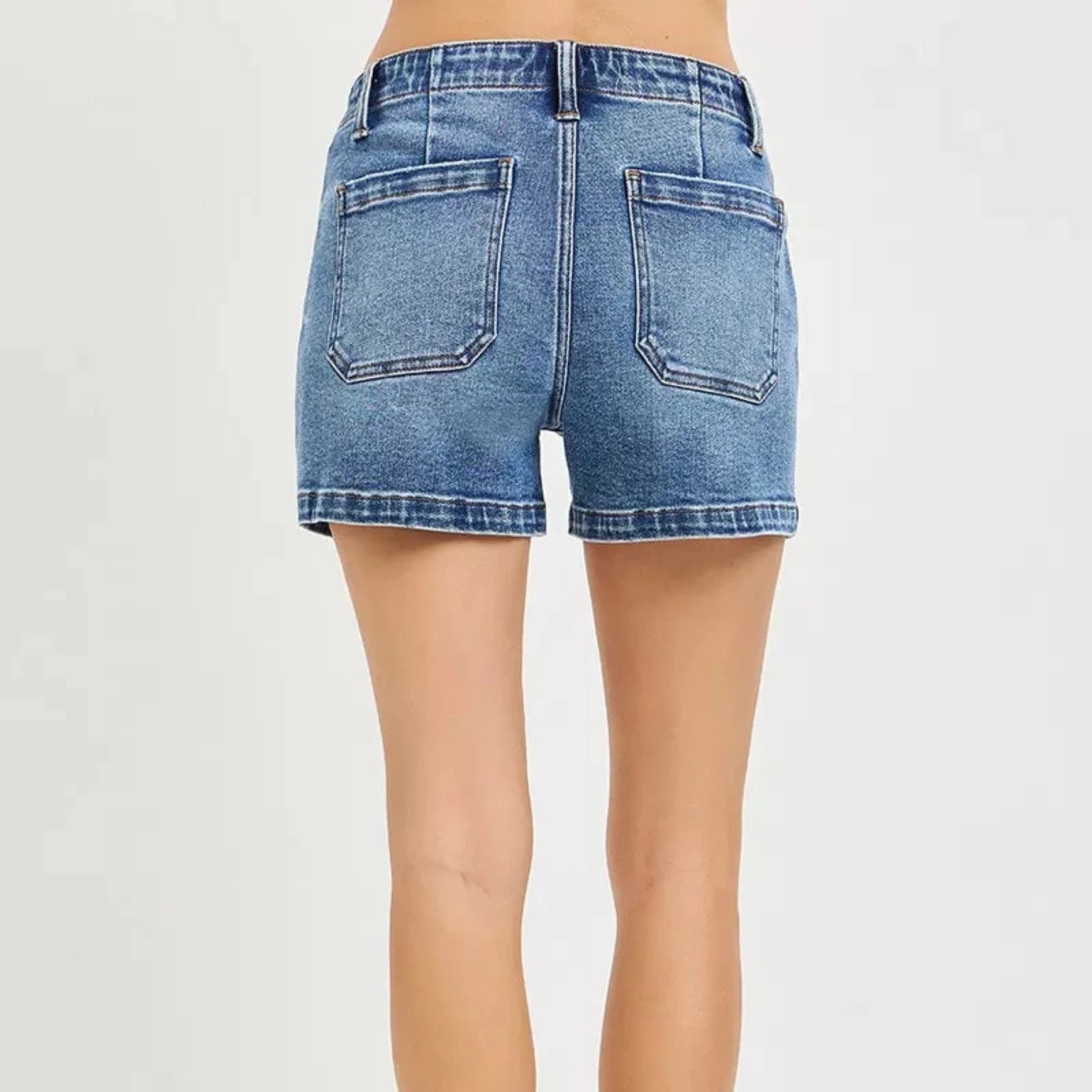 RISEN Women's High Rise Tie Waist Denim Shorts-Trendsi - Solazura Boutique