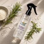 Rosemary and rice water hair spray 200ml in clear bottle with black spray nozzle