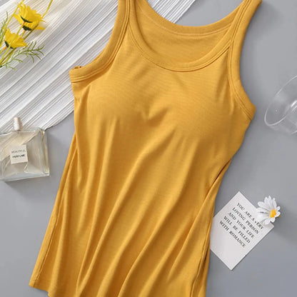 Round Neck Tank with Bra - 5 Colors-Trendsi - Solazura Boutique