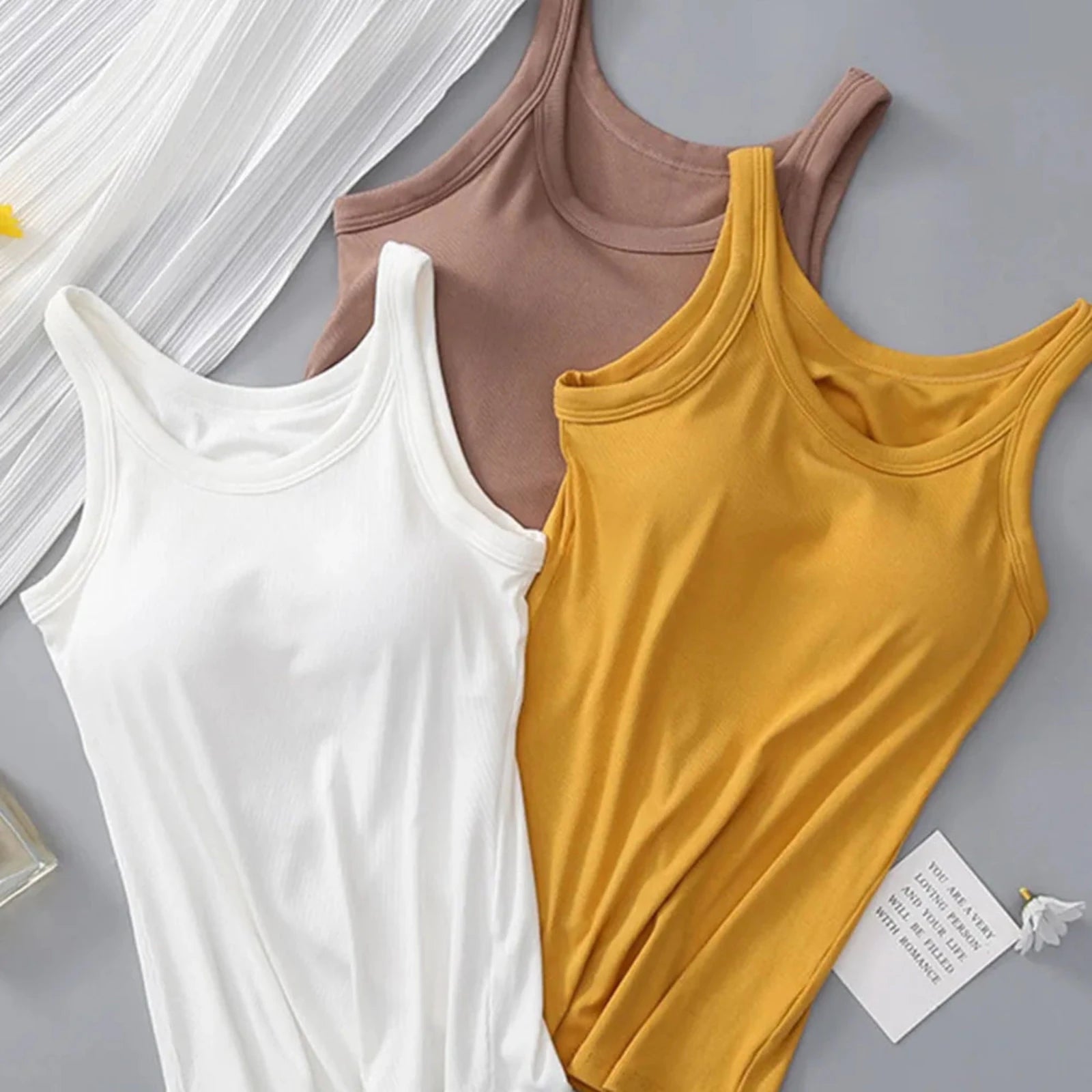 Round Neck Tank with Bra - 5 Colors-Trendsi - Solazura Boutique