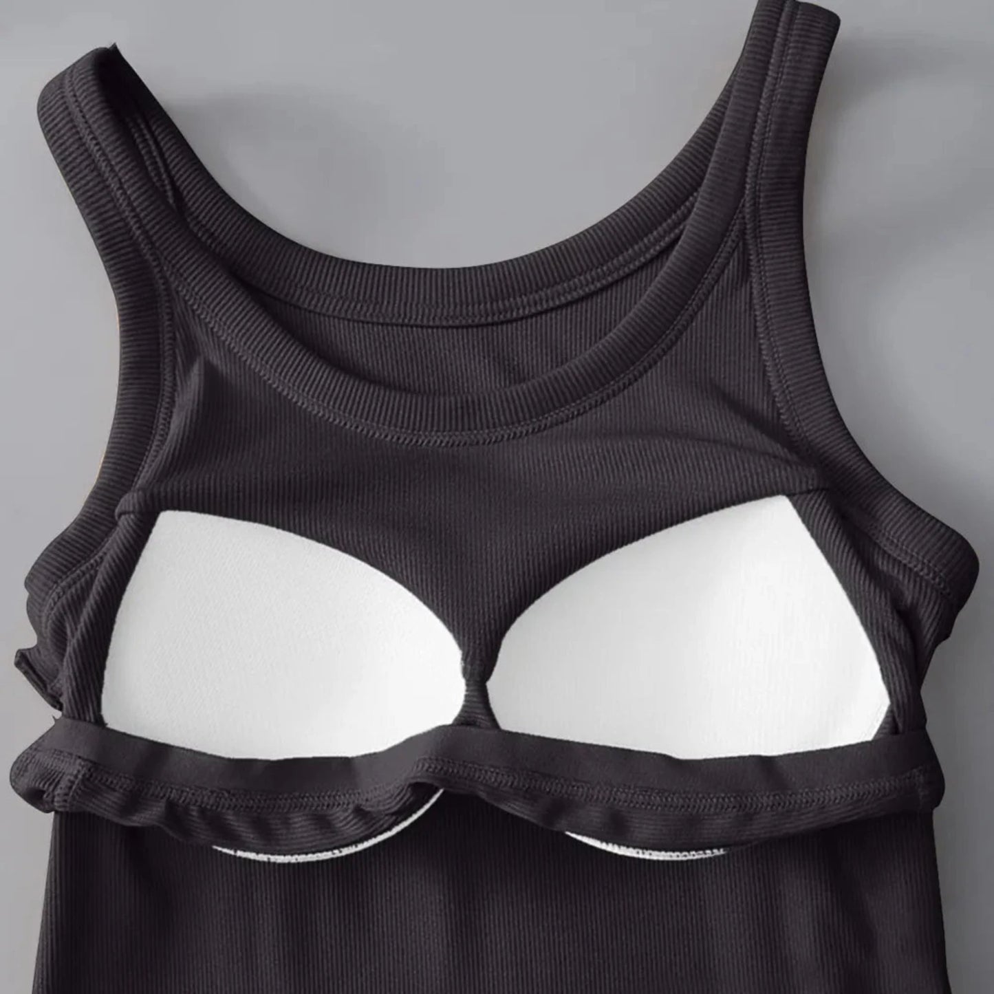 Round Neck Tank with Bra - 5 Colors-Trendsi - Solazura Boutique