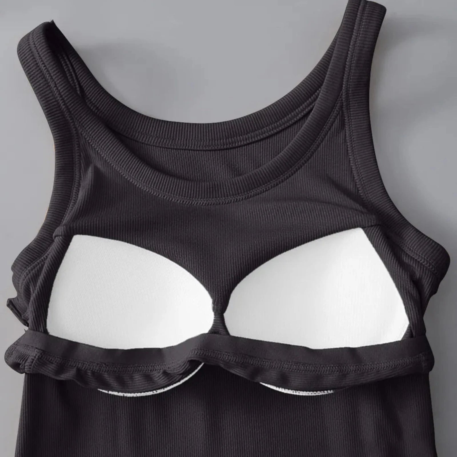 Round Neck Tank with Bra - 5 Colors-Trendsi - Solazura Boutique