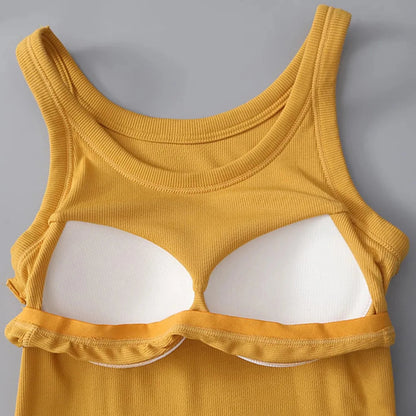 Round Neck Tank with Bra - 5 Colors-Trendsi - Solazura Boutique