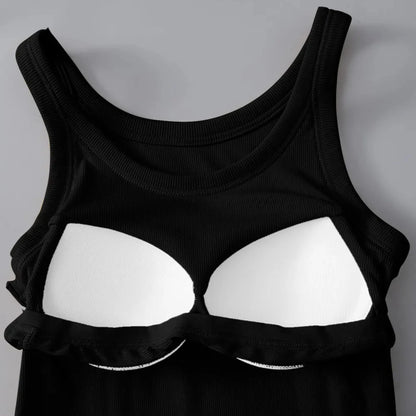 Round Neck Tank with Bra - 5 Colors-Trendsi - Solazura Boutique