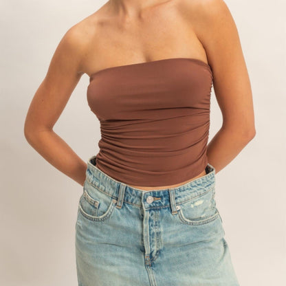 Ruched Bandeau Top - 7 Colors-Solazura Boutique - Solazura Boutique