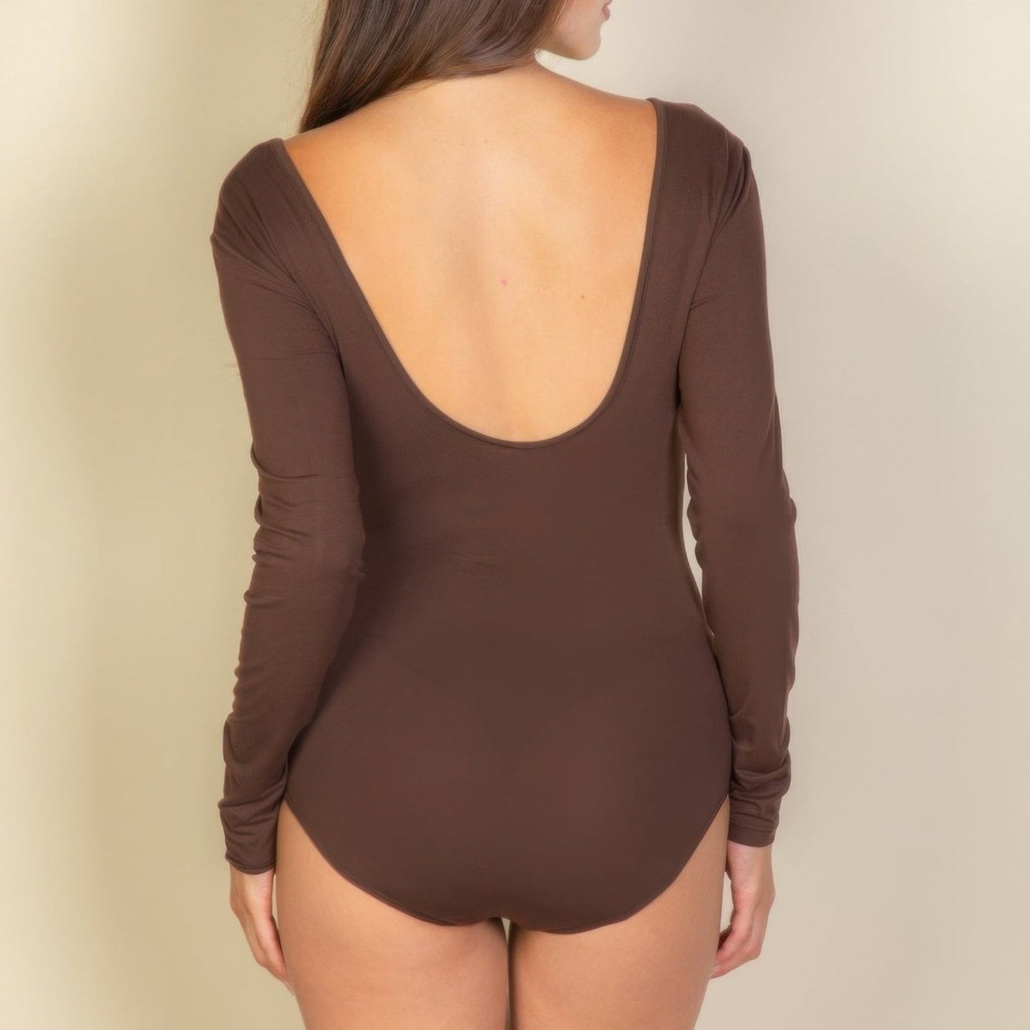 Scoop Neck Solid Long Sleeve Bodysuit-Solazura Boutique - Solazura Boutique