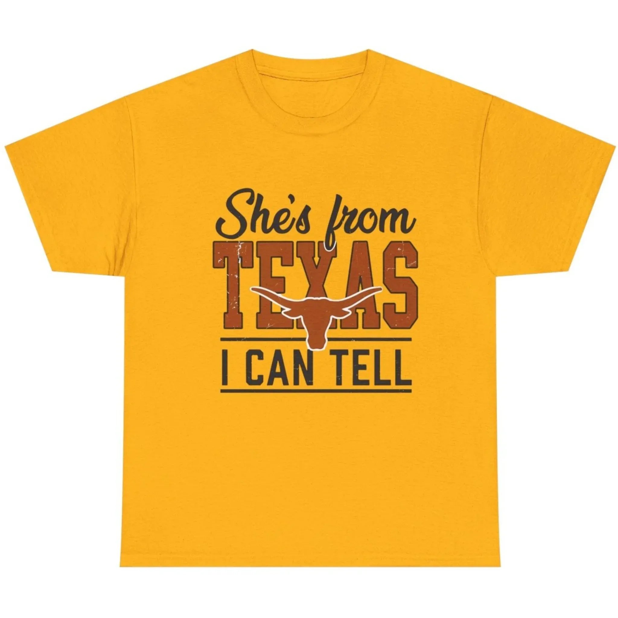 She's From Texas I Can Tell country graphic T-shirt in Gold