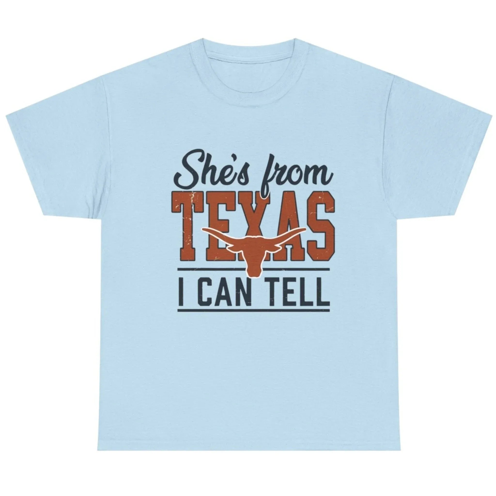 She's From Texas I Can Tell graphic T-shirt in Light Blue