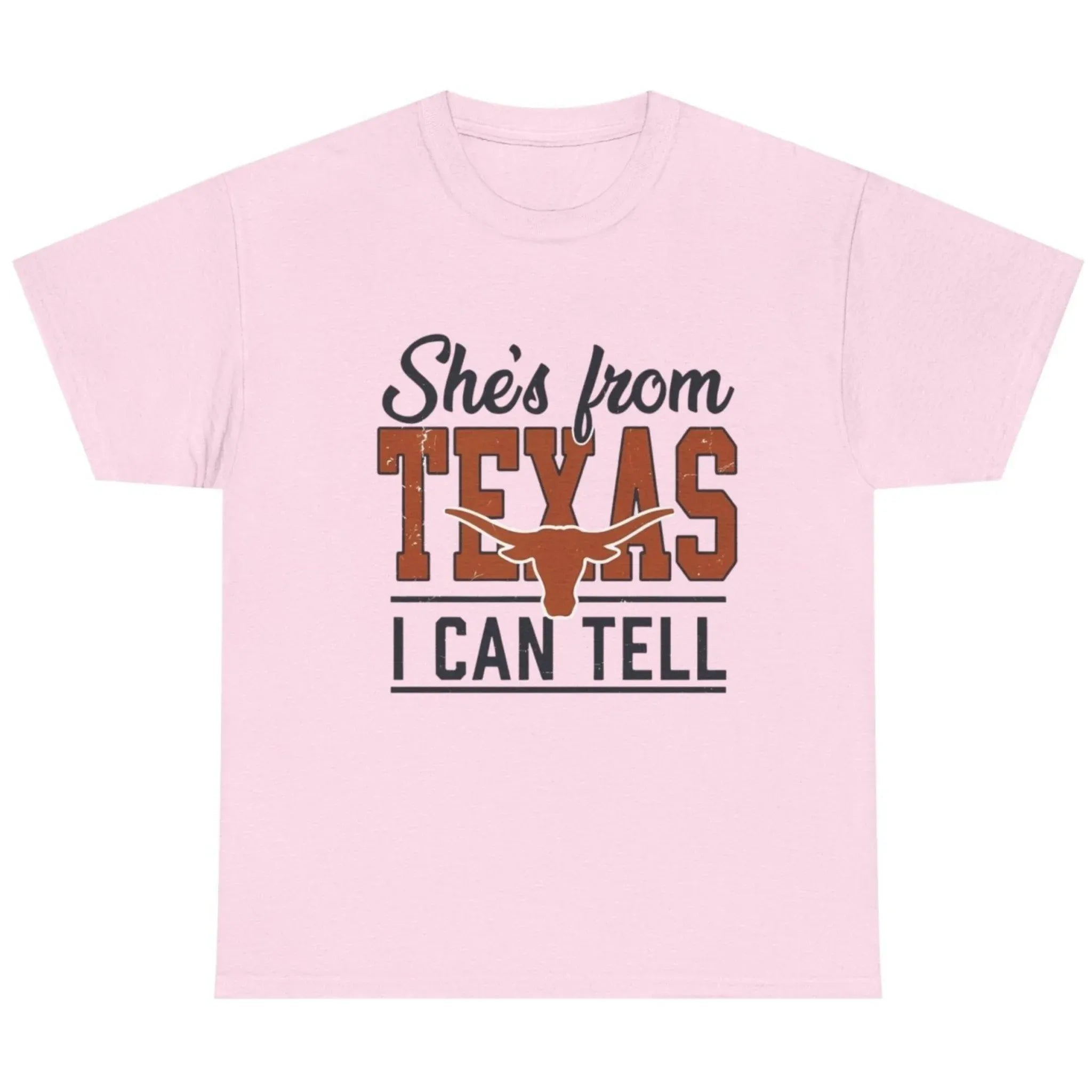 She's From Texas I Can Tell western graphic T-shirt in Light Pink