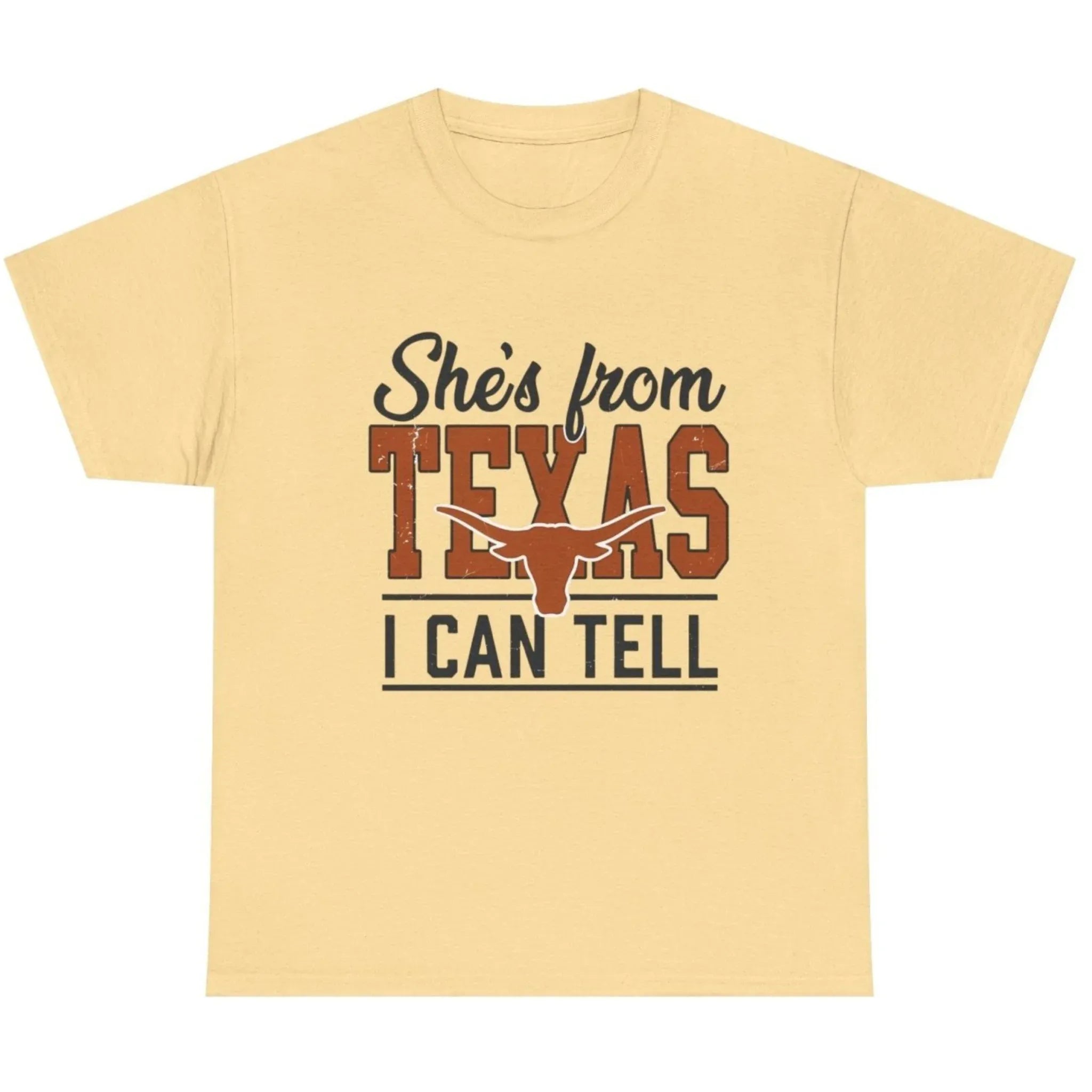 She's From Texas I Can Tell country graphic T-shirt in Light Yellow