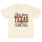 She's From Texas I Can Tell country graphic T-shirt in Natural color