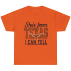 She's From Texas I Can Tell western graphic T-shirt in Orange