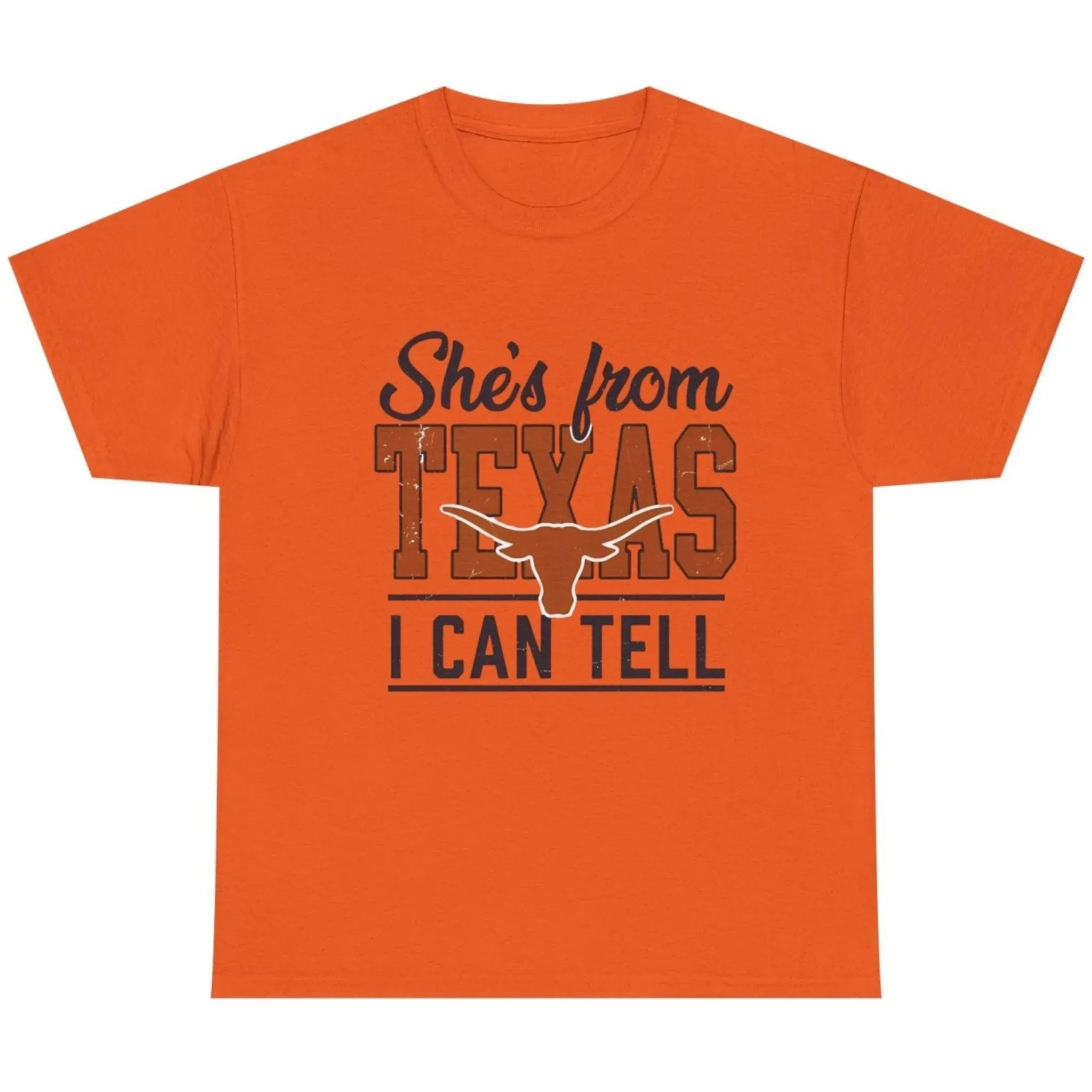 She's From Texas I Can Tell western graphic T-shirt in Orange
