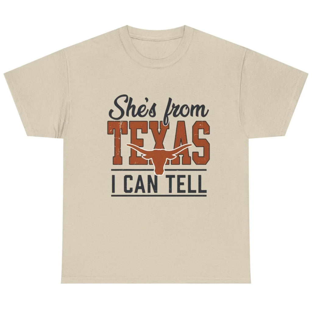 She's From Texas I Can Tell western graphic T-shirt in Sand