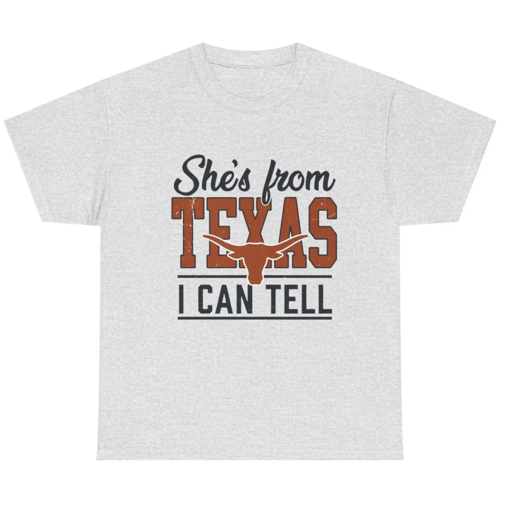 She's From Texas I Can Tell country graphic T-shirt in Athletic Grey