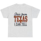 She's From Texas I Can Tell country graphic T-shirt in Athletic Grey