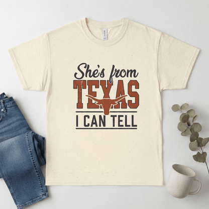 She's From Texas I Can Tell T-Shirt — Texas Pride Graphic Tee-Printify - Solazura Boutique